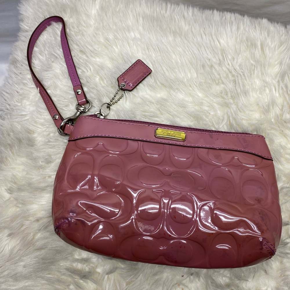 Authentic Coach Embossed Parent Medium Wristlet P… - image 1